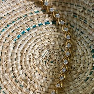 Gold tone Tennis Bracelet with CZ sparkling 7”